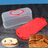 Portable Bread Box with Handle, 13inch Translucent Dome for Loaf Cake, Pastries, Bagels, Bread Rolls (Red)