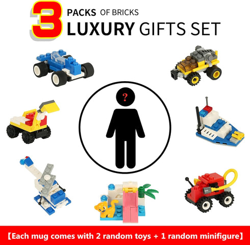 Build-on Brick Coffee Mug, Funny DIY Novelty Cup with Building Blocks for Kids, Men, Women, Xmas Birthday (Cool Black)