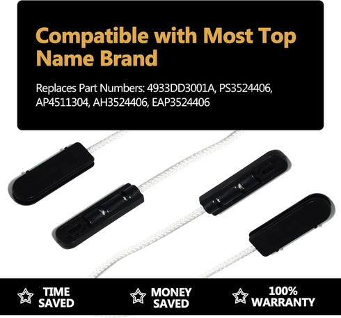 2 Pack Door Hinge Cable 4933DD3001B, Compatible with LG Dishwashers, Replaces 4933DD3001A, Kitchen Appliance Parts