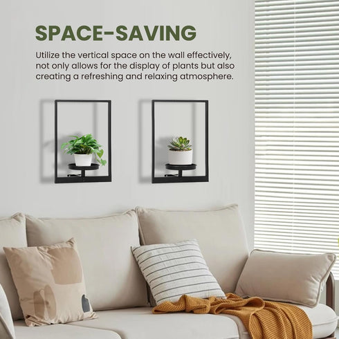 Set 2, Wall Plant Holder Floating Shelves for Wall of Wall Planters for Indoor Plants - Premium Metal Hanging Plant