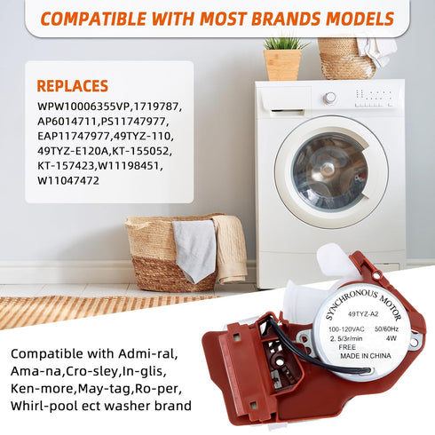 W10006355 49TYZ-110 Washer Shift Actuator Compatible with Cro-sley Whirl-Pool May-tag Ken-More Washing Machine -