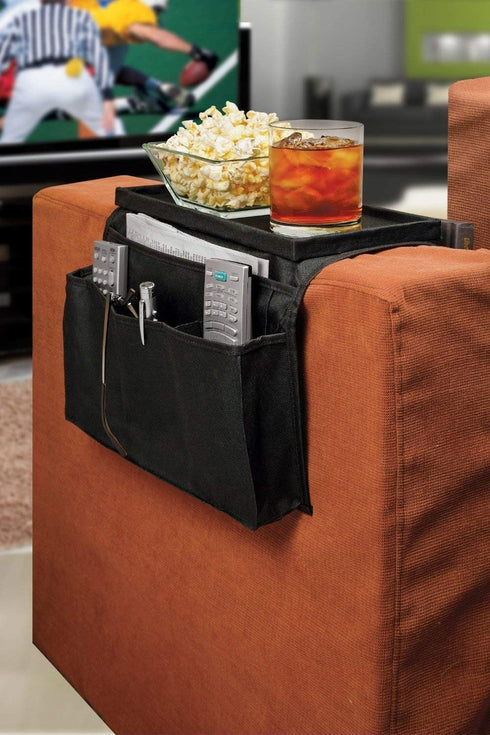Dependable Industries Essentials Sofa Armrest Organizer with Table, 5 Pockets, Anti-Slip Bottom