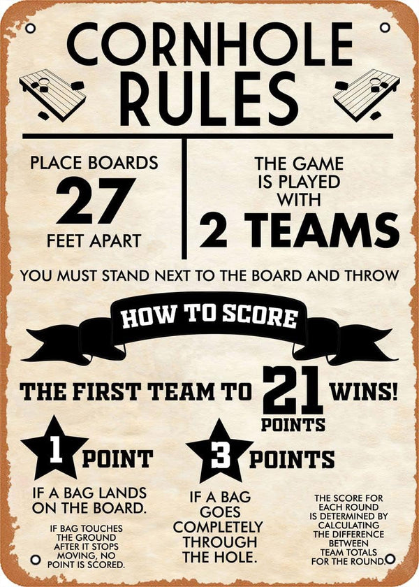 Zopozo Games CORNHOLE RULES CLASSIC Poster Retro Vintage Metal Sign Home Man Cave