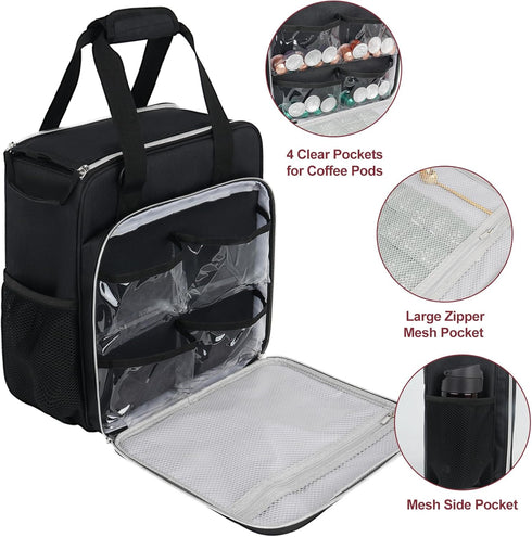Coffee Maker Travel Bag for Keurig K-Mini, Single Serve Brewer Carrying Case with Multiple Pockets