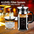 French Press Coffee Maker 304 Stainless Steel Coffee Press,with 4 Filters System, Heat Resistant Thickness Borosilicate French Press Glass, BPA-Free Brewed Tea Pot Coffee Plunger by YMMIND