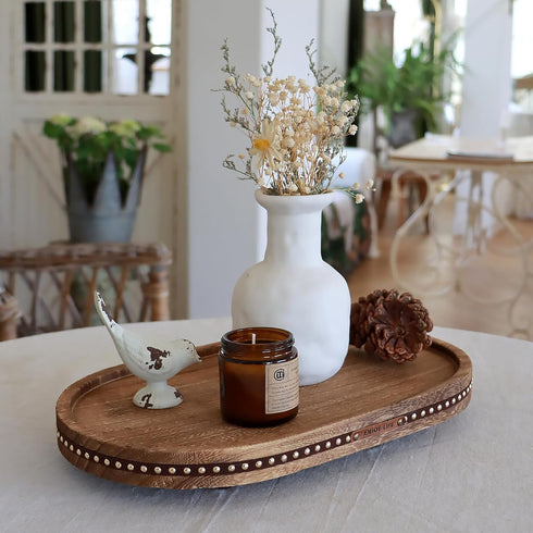 SAOCAIHUL 11.81in Decor Decorative Round Tray for Home Decor for Coffee Table Farmhouse Kitchen Table Living Room