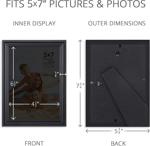 Langdon House 5x7 Picture Frames (Black, 12 Pack), Contemporary Frame Set, Wall Mount or Table Top