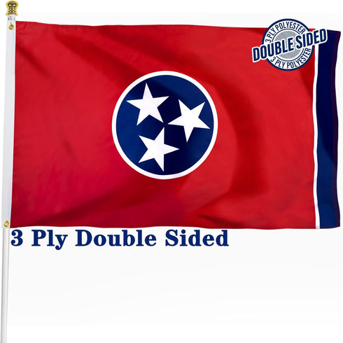 XIFAN Double Sided Tennessee State Flag, 3x5 ft Heavy Duty Polyester with Vibrant Print for Indoor Outdoor Decor