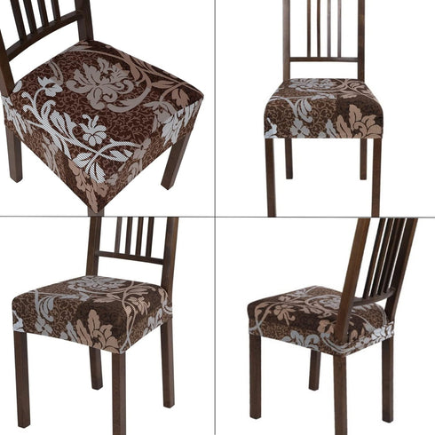 SearchI Stretch Dining Chair Seat Covers Set of 2, Soft Removable Washable Protector for Dining Chairs, Brown