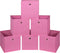 Foldable Storage Cubes Bins, Set of 6 Cloth Storage Cube Fabric Organizer Baskets with Dual Handles, 11 Inch (Pink)