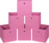 Foldable Storage Cubes Bins, Set of 6 Cloth Storage Cube Fabric Organizer Baskets with Dual Handles, 11 Inch (Pink)