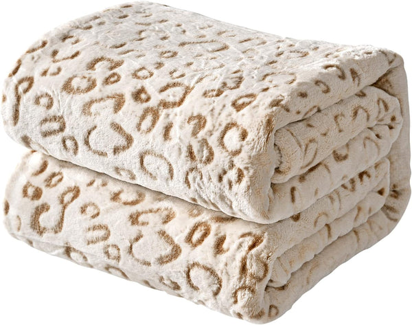 FY FIBER HOUSE Cheetah Print Blanket, Flannel Fleece Throw Blanket with 3D Leopard Print, 50"X60"
