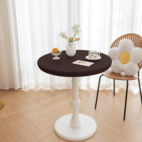 31 Inch (Coffee,31" Round Fitted PU Tablecloth with High Elastic Edge Dia Waterproof Oil Proof Table Cloth Anti-Scald