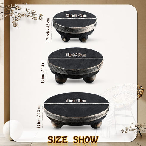 3 5/4/3 Inch Amyhill Pcs Wooden Risers for Display Wood Pedestal Stand Mini Tray Stand Round Wooden Pedestal Holder
