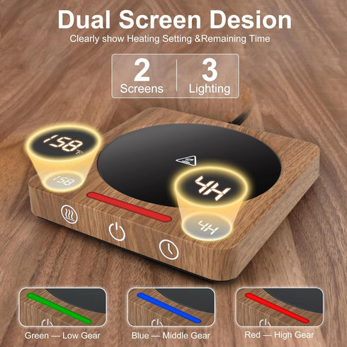 iporru 2 2-10Hr Coffee Cup Warmer, Fast Heating Coffee Mug Warmer for Desk, Display Screens, Large Candle Warmer Plate