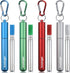 Cruise Ship Essentials 4-Pack Reusable Collapsible Stainless Steel Straws with Aluminum Case, Cleaning Brush