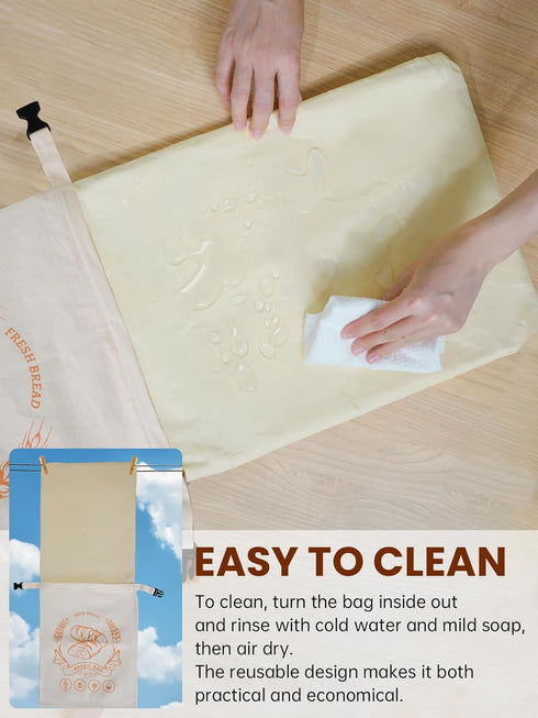 2 Pack XL(13x17in) Beeswax Bread Bags with Zipper, Sourdough Bread Storage for Homemade, Freezer Storage Bag to Keep