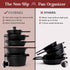 Cuisinel Pan Organizer - Heavy Duty 15" Silicone-Coated Non-Slip Skillet Rack for Kitchen Storage