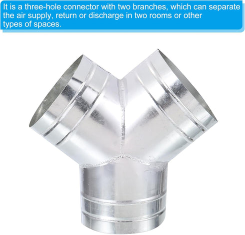 PATIKIL 6 Inch 3 Way Duct Splitter, Y Connector Air Vent Duct Hose Adapter for Dryer Exhaust Fan Vent Systems HVAC