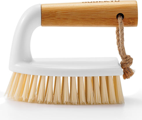 SUBEKYU Heavy Duty Scrub Brush with Handle for Household Use, Cleaning Bathroom Shower Toilet Bathtub Tile Floor, 2P