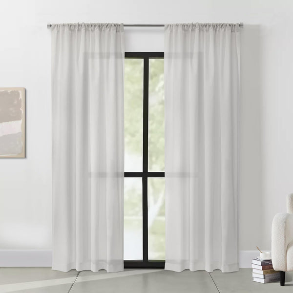 Weathershield Insulated Sheer Rod Pocket Curtain Panel - 50 x 84 in White
