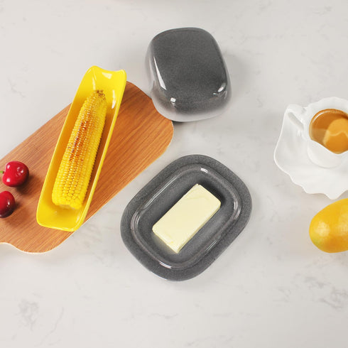 jinsongdafa Countertop, 6.4 Inch Butter Dish With lid for Porcelain Butter Holder with Lid, Butter Container Perfect