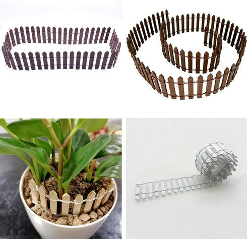 Woohome 35 Inch Miniature Fairy Garden Fence, 4 PCS DIY Wood Picket Fence Ornament for Garden
