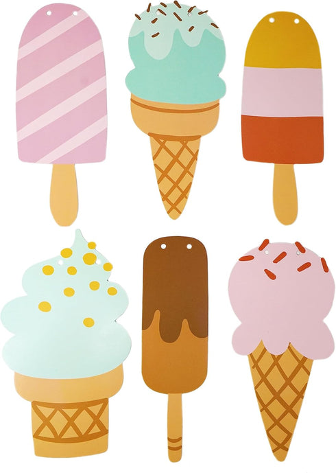 Chloe Elizabeth 10 (1-Pack) Ice Cream & Popsicle Paper Party Garland, Streamer Decor for All Events - Feet Long Per