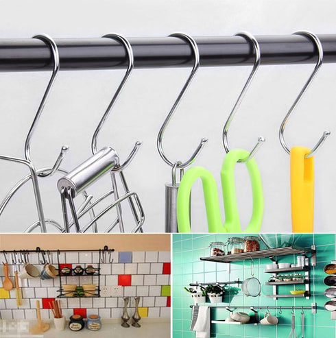 Premium S Hooks, Heavy Duty Stainless Steel Hanger Hooks, Set of 12, Ideal for Hanging