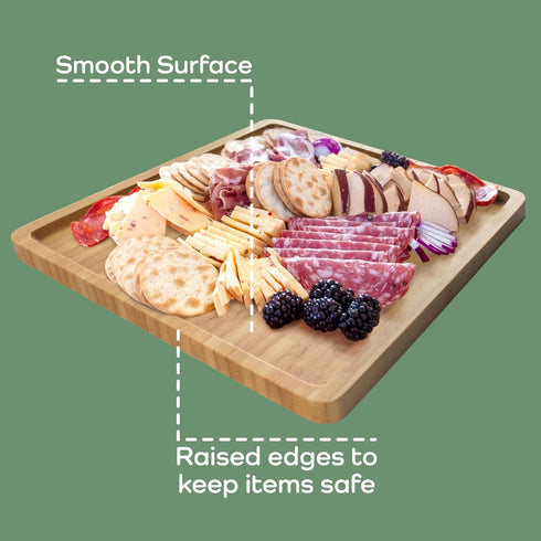 BambooMN Organic Bamboo Serving Tray, 11"x5.5"x0.6" - Ideal for Vanity, Tea Serving, Appetizers, Charcuterie