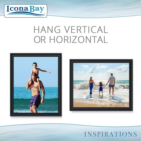 Icona Bay 8x10 Black Picture Frame, Beautifully Detailed Molding, Contemporary Set for Wall Mount or Table Top