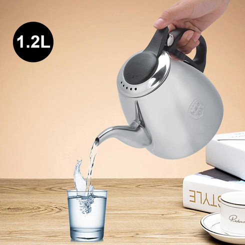 1.2l 1.5L Stovetop Teapot Stainless Steel Stove top Teapot Tea Coffee Pot Kettle Heat Resistant Handle(1.2L) by Gavigain
