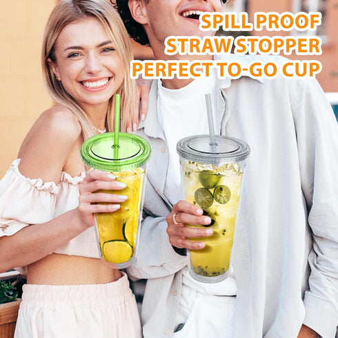 32 oz, 4 Pack Zukro Clear Acrylic Tumbler with Straw and Lid Double Walled Insulated Reusable Plastic Iced Coffee Cup
