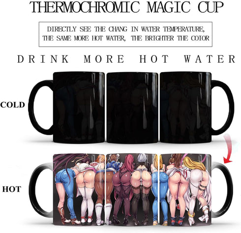 Funny White Elephant Coffee Mug, Color Changing Gag Gift for Adults, 11oz Anime Beauty Cup