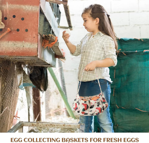 2 7 8 2.6 Inch(Cute) Pieces Egg Basket Mini Egg Collecting Bags Gathering Basket with Pouches for Easter Farmhouse