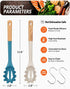 Silicone Pasta Fork, Kitchen Heat Resistant Noodle Spoon Server, BPA Free Spaghetti Strainer,12.8 inch (Khaki & Blue) by Badiano
