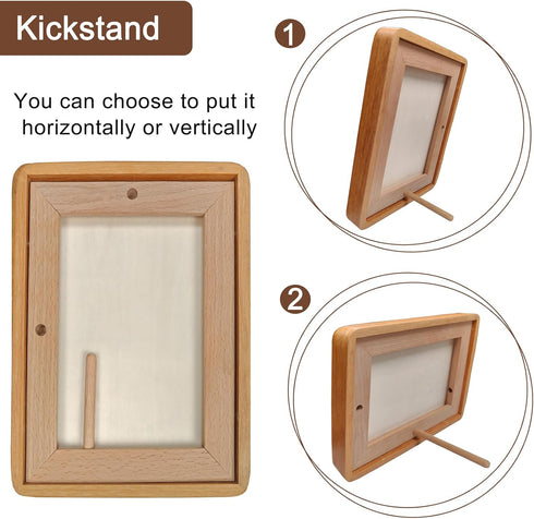 RRQKMBO 6x8 5x7,Rounded Natural Dark Walnut Solid Wood Picture Frames, Hand Make Crafted Original Wood Frame with Mat
