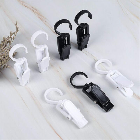 10 PCS Super Strong Plastic Swivel Hanging Hooks, 4.3inch Black Clips for Laundry, Curtain, Beach Towel