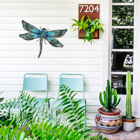 LIFFY Metal Dragonfly Wall Decor, Outdoor Garden Art for Patio, Living Room, 14inch