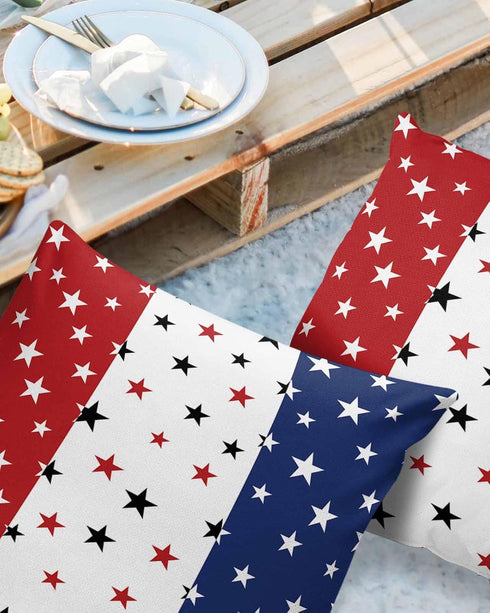 Waterproof Pillow Covers for Couch Throw Pillow Cases Set of 2, Independence Day Decorative Cushion Pillow Covers 18x18In,Indoor Outdoor Decoration America Stars on Blue Red White by Chucoco