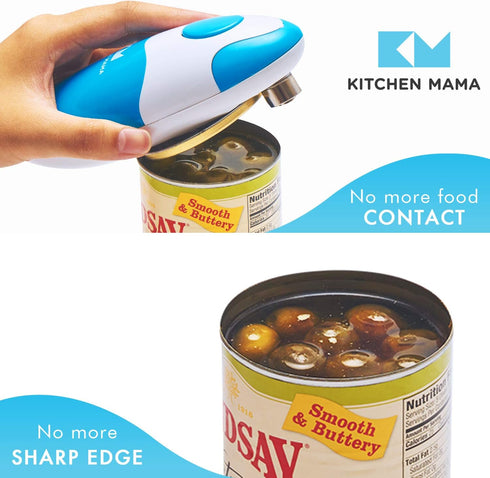 Kitchen Mama Auto Electric Can Opener, Safe, Easy One Touch, Battery Operated, Cordless, for Seniors with Arthritis