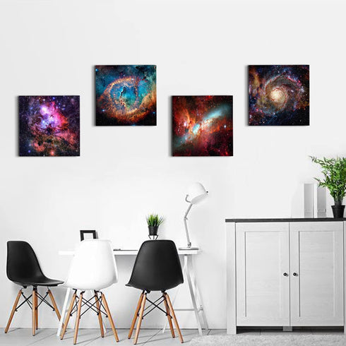 16x16" Space Wall Art Galaxy Futuristic Decor for Teens Room Outer Space Nebula Pictures Boys Bedroom Marvel Room