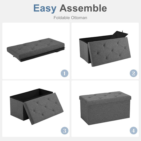 30in 660lbs, DUMOS Storage Ottoman Bench, Storage Chest, End of Bed Foot Rest Stool with Padded Seat, Bedroom Bench