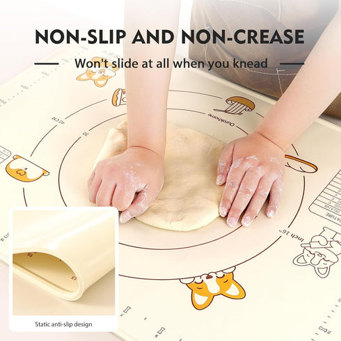 Ourokhome Silicone Baking Mat Sheet and Pastry Dough Cutter, 0.5 Inch Thick 28" X 20" Non-Stick Rolling Mat