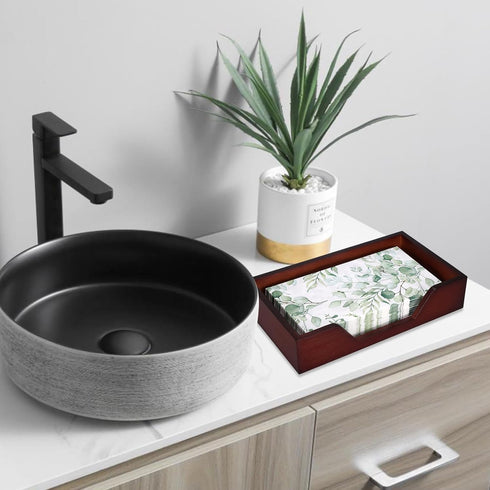 Gtencemen Bamboo Napkin Holder for Kitchen Table Bathroom Paper Towel Holder Farmhouse Flat Napkin Holders Brown Guest