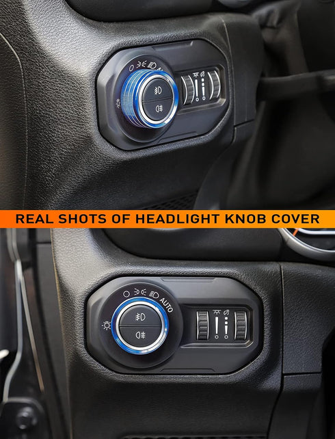 Savadicar HVAC Climate Control Panel Knob Trim Kit & Light Control Switch Cover for 2018-2024 Jeep Wrangler JL JLU &