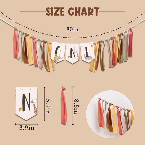 VANGNING 1st Jungle Safari Wild One High chair Banner - HighChair ONE Banner Animals Party,First Birthday Baby Boy