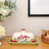 Ceramic Mushroom Butter Dish with Lid for Countertop, Large Covered Butter Tray (White & Red Mushroom)