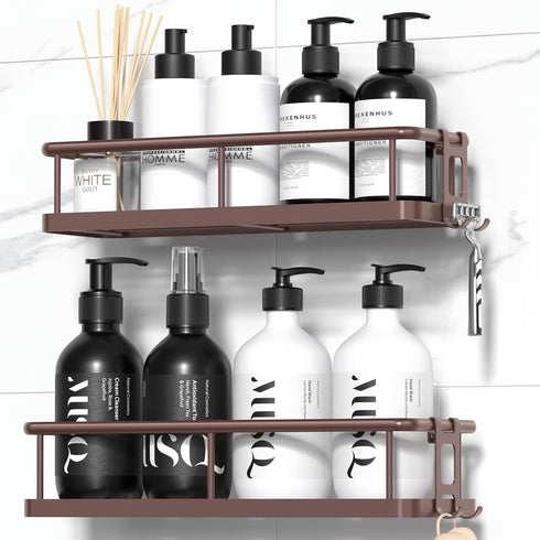 YASONIC Shower Caddy Adhesive, No Drill Bathroom Shower Organizers, with Removable Hooks,