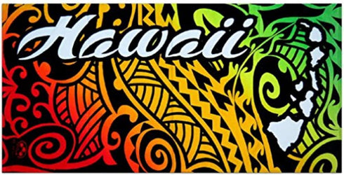 Hawaiian Tribal Tattoo Design Beach Towel, Rainbow